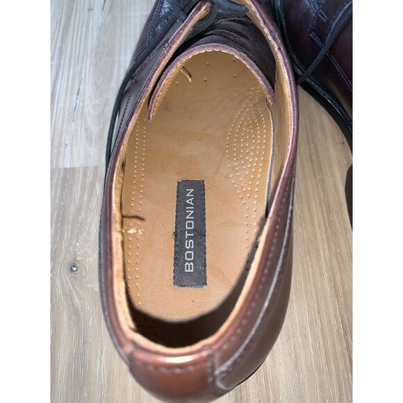 BOSTONIAN POLLINO Bicycle Toe Oxford dark brown leather shoes men\'s size 8.5 EUC